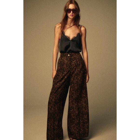 ZARA ANIMAL PRINT PALAZZO TROUSERS - Picture 3 of 9